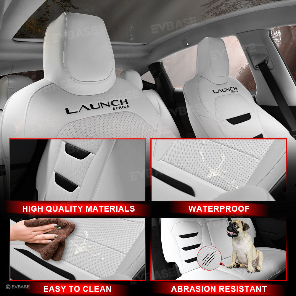 Tesla Seat Cover Model Y Juniper NAPPA Leather Full Coverage Seat Protector WIth Launch Logo