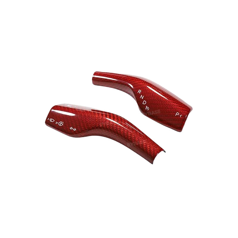 Model 3 Y Red Carbon Fiber Steering Wheel Trim Gear Shift Column Cover Real Carbon Fiber Decoration (Set of 5) for Tesla