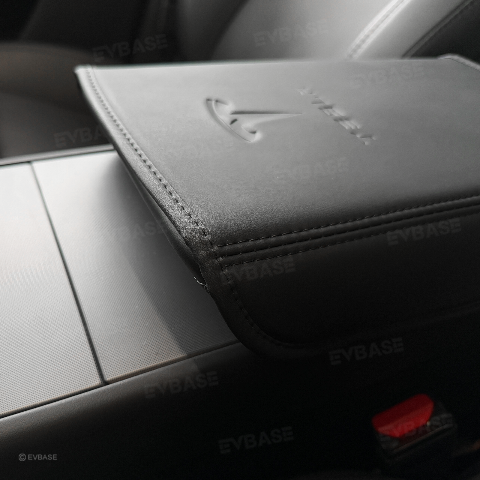 Model Y Juniper/ 3 Highland Armrest Cover PU Leather Center Console Armrest Box Cover with OEM-Style Embossed Logo for Tesla