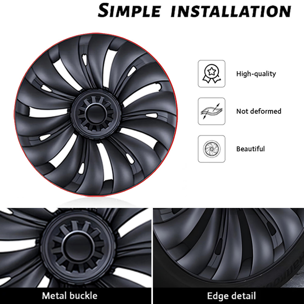 Tesla Redline Wheel Caps Model Y Überturbine Wheel Covers 19 inch Matte 4PCS for Gemini Wheels 2020-2024 Year