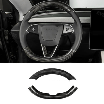 Model Y Juniper Steering Wheel Covers Real Carbon Fiber Grip Upper Lower Parts Overlay for Tesla