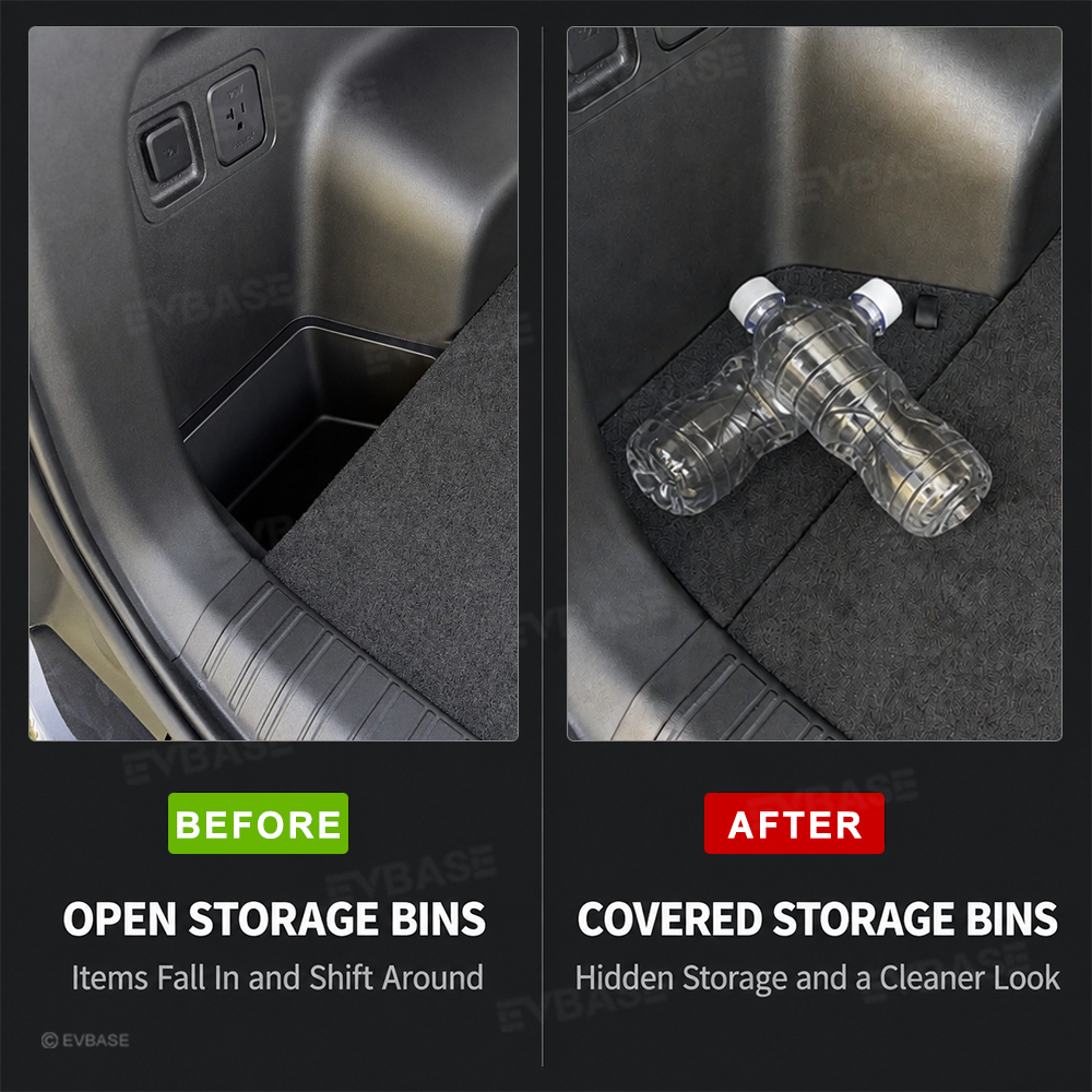 Trunk Cargo Side Storage Covers for Rivian R2 Carpeted Cargo Side Lids Hidden Storage Compartment with Pull Tabs