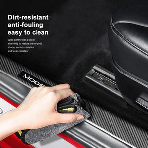 EVBASE Tesla Door Sill Protector Model 3 Y Carbon Fiber Door Sill Scuff Plate Front Rear Guard (Set of 4)