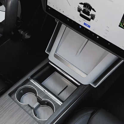 EVBASE Model S/X Wireless Charging Mat With Storage Box Center Console Organizer Silicone Side Tray for Tesla