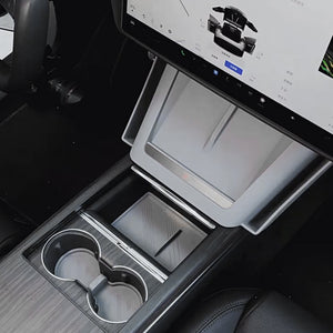 EVBASE Tesla Model S/X Wireless Charging Mat With Storage Box Center Console Organizer Silicone Side Tray