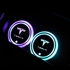 Tesla Cup Holder Lights Mats for Model 3 Y LED 7 Colors Luminous Cup Mats