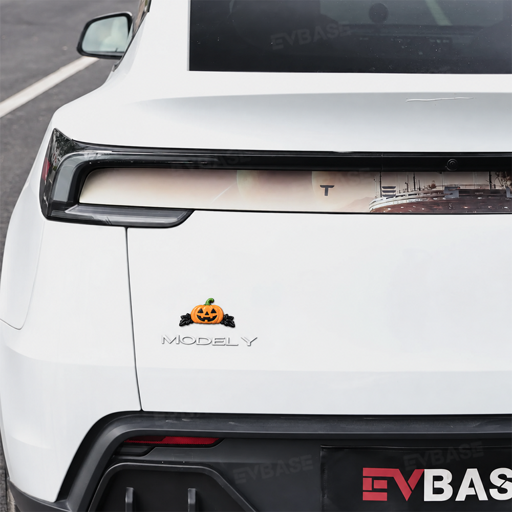 Model Y/3/YL Halloween Tesla Emblem Decals Holiday Decor Waterproof Stickers Bat & Pumpkin Style