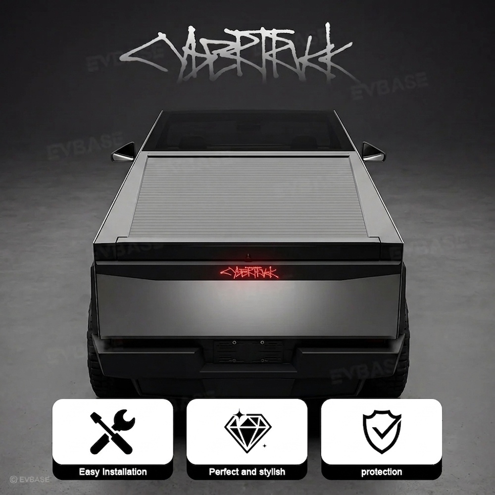 Cybertruck Tailgate Protector 2.0 OEM-Style Anti-Scratch ABS Tailgate Trim Cover with Illuminated LED Logo