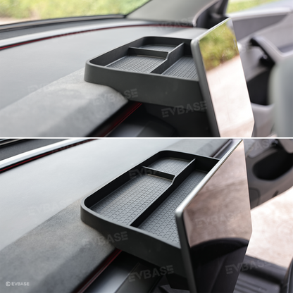 Model Y Juniper/ 3 Highland Dashboard Organizer Dual-Layer Behind-Screen Storage Tray with Non-Slip Design