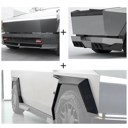 Cybertruck Body Kit Front Bumper Lip &  Fender Flares Cover & Rear Diffuser & Rear Spoiler for Tesla