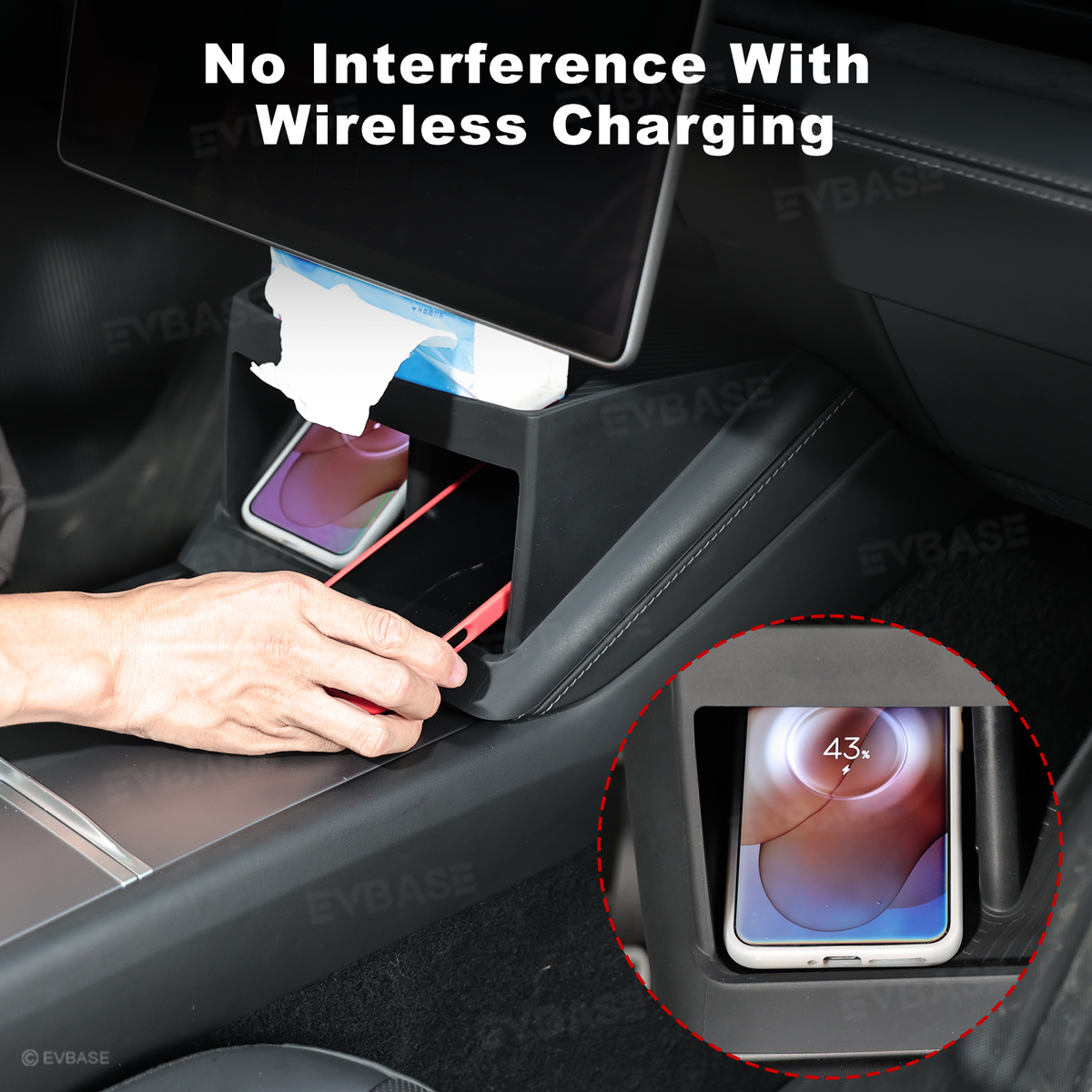 Model Y Juniper/ 3 Highland/ Y L Under-Screen Storage Organizer with Center Console Wireless Charging Pad Liner