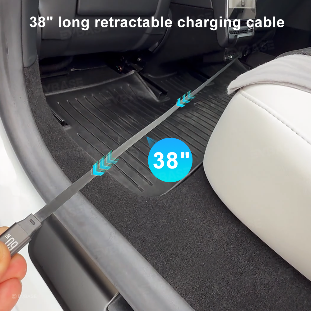Model Y Juniper/ 3 Highland Rear Vent Expansion Dock with Retractable Fast Charging Cables Air Vent Cover for Tesla