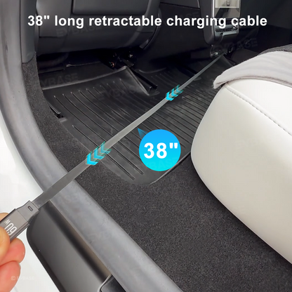 Model Y Juniper/ 3 Highland Rear Vent Expansion Dock with Retractable Fast Charging Cables Air Vent Cover for Tesla