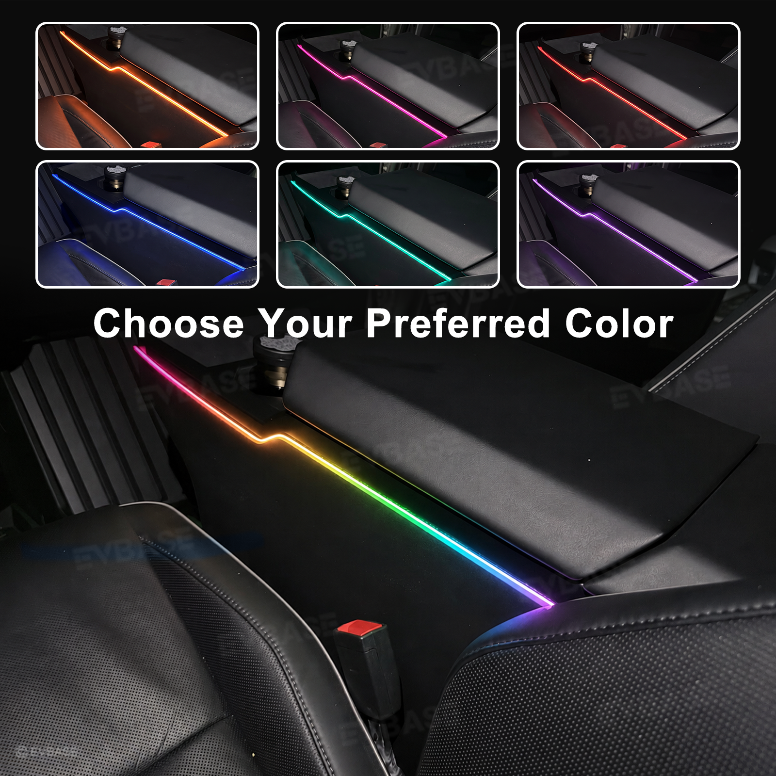 Cybertruck Interior Ambient Lighting Center Console RGB Chasing Lights LED Light Strip with OEM Screen Control