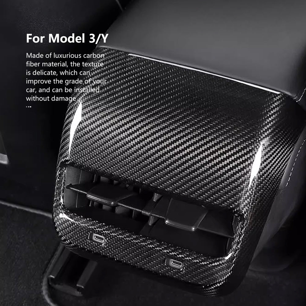 Model Y 3 Carbon Fiber Interior Accessories Rear Air Outlet Vent Cover Genuine for Tesla