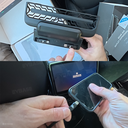 Model Y Juniper/ 3 Highland Rear Vent Expansion Dock with Retractable Fast Charging Cables Air Vent Cover for Tesla