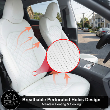 Model Y Juniper Seat Covers NAPPA Leather Full Coverage Seat Protector with Diamond Quilted Design