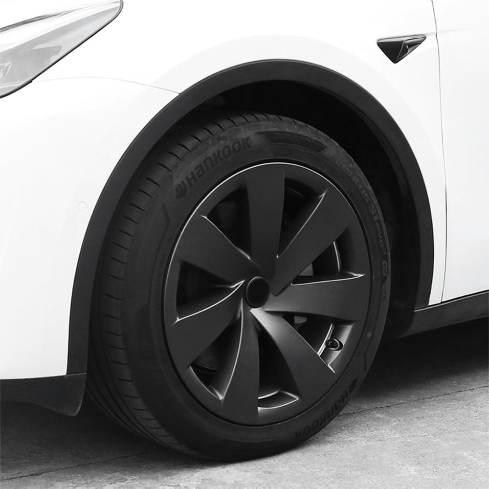EVBASE Tesla Model Y Wheel 19-Inch Hub Cap ABS Replacement Wheel Cover Set of 4 Matte Black Tesla Accessories
