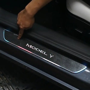EVBASE Tesla Model 3 Y X S Door Sill Protector with LED Light 4 Pcs
