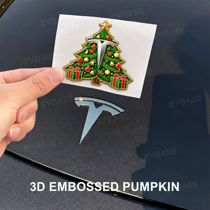 Model Y/3/YL Christmas Emblem Decals Santa & Christmas Tree Sticker 3D Waterproof Holiday Decor