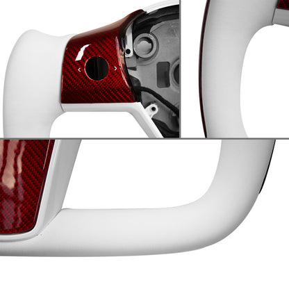 New Model 3 Y Red Carbon Fiber Yoke Steering Wheel for Tesla