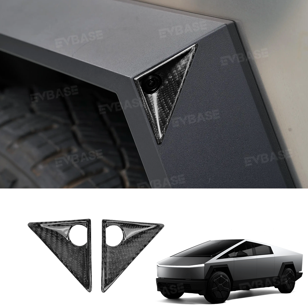 Cybertruck Front Fender Real Carbon Fiber Camera Applique Overlays