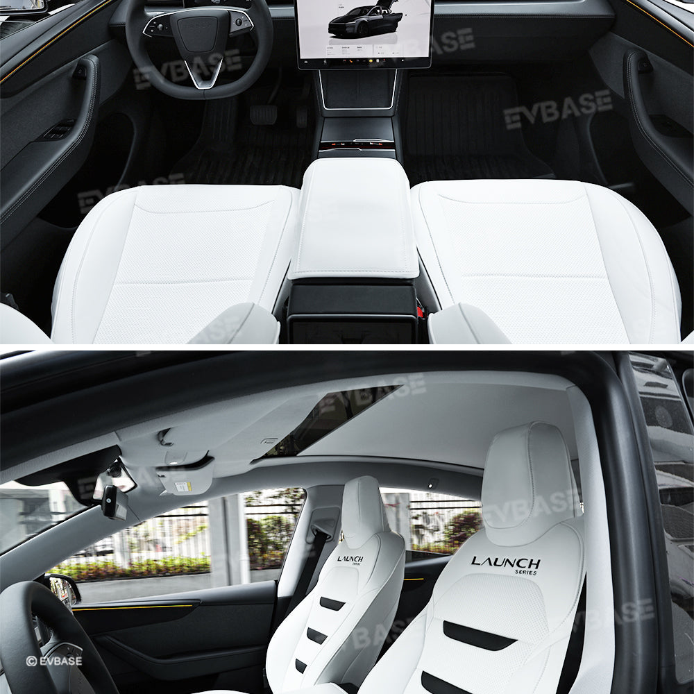 Tesla Seat Cover Model Y Juniper NAPPA Leather Full Coverage Seat Protector WIth Launch Logo