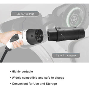 Type 2 To Type 1 EV Charger Adapter ICE 62196 Plug to J1772 Charging Adapter