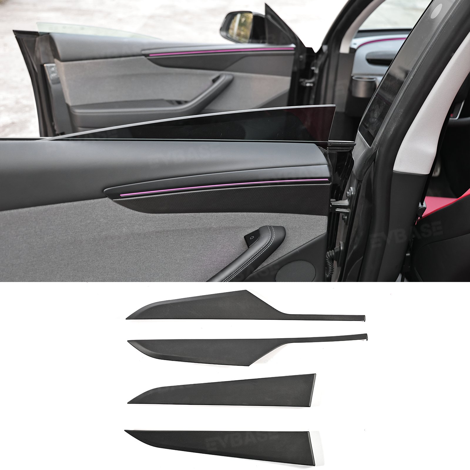Model Y Juniper Real Carbon Fiber Interior Upgrade Full Kit Protective Overlay "Plain Weave" (Performance Look)