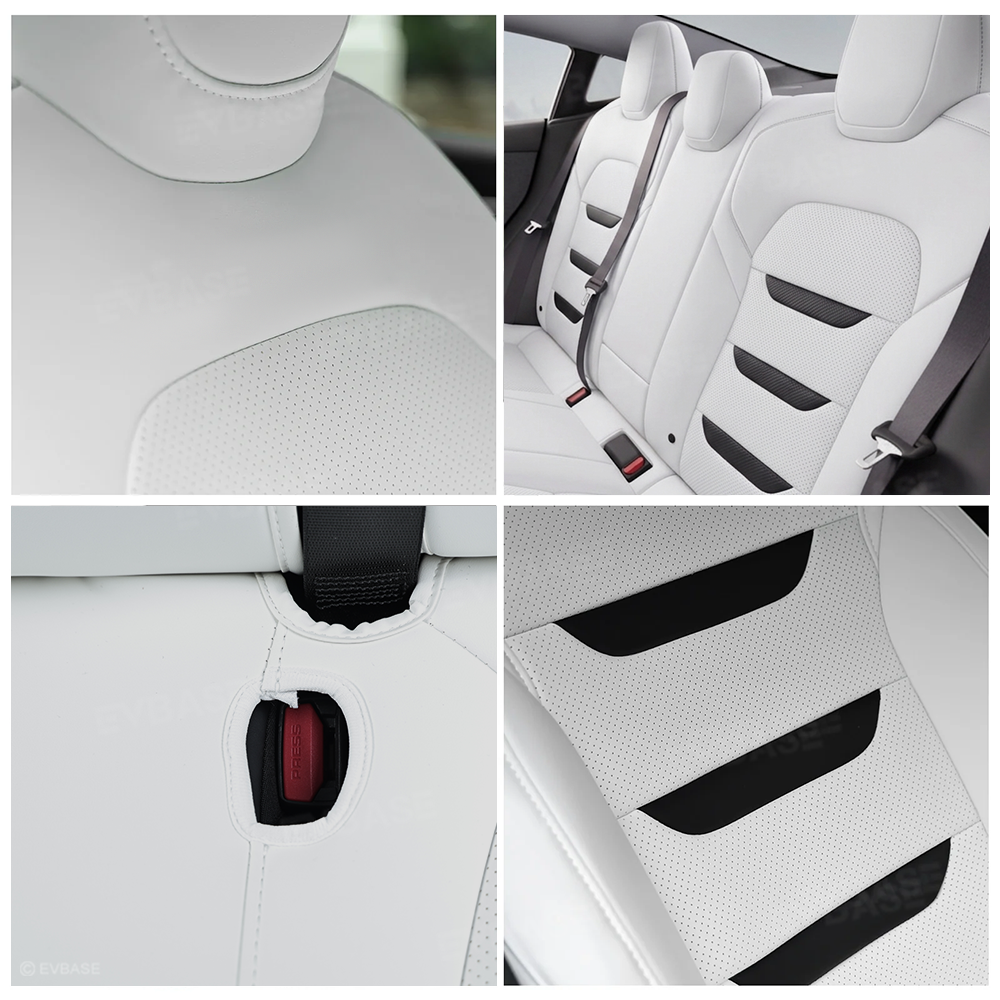 Model 3 Standard Seat Covers Waterproof Nappa Leather Seat Protector 3-lined Insignia Design