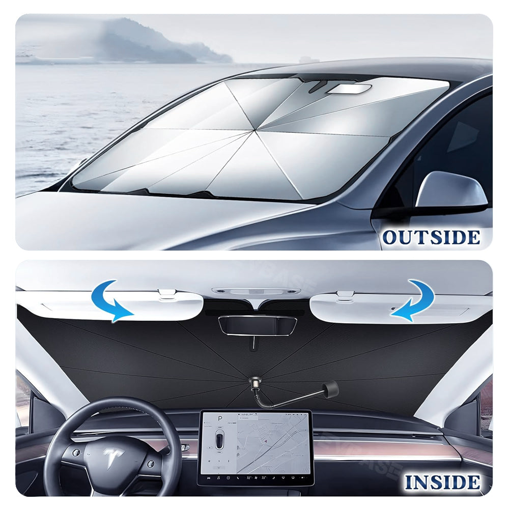 Tesla Window Cover Tesla Model Y 3 Windshield Sun Shade Foldable Front Window Sunshade Um ...