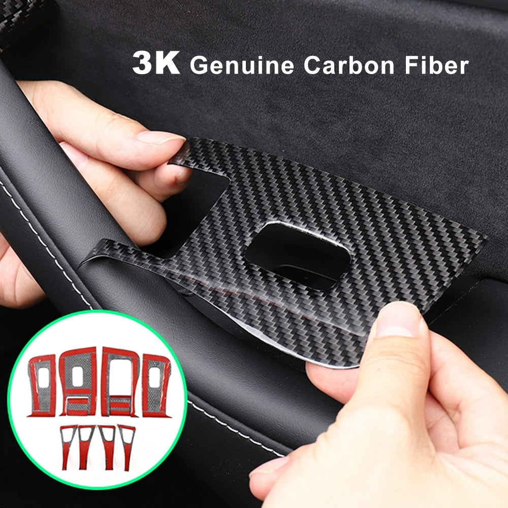 Tesla Model Y 3 Carbon Fiber Interior Accessories Window Lift Button Trim Switch Cover
