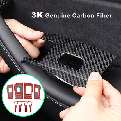 Tesla Model Y 3 Carbon Fiber Interior Accessories Window Lift Button Trim Switch Cover