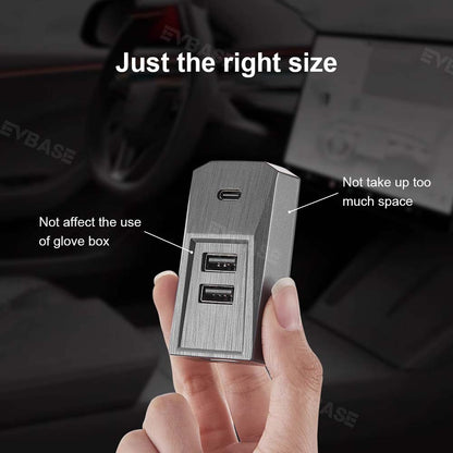Model 3 Y Glove Box USB Hub Cybertruck Style 4-in-1 USB Hub Tesla Docking Station for Tesla