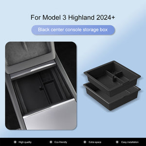 EVBASE Tesla Model 3 Highland Storage Box Double Layer Center Console Armrest Box Organizer Tray Silicone Liner