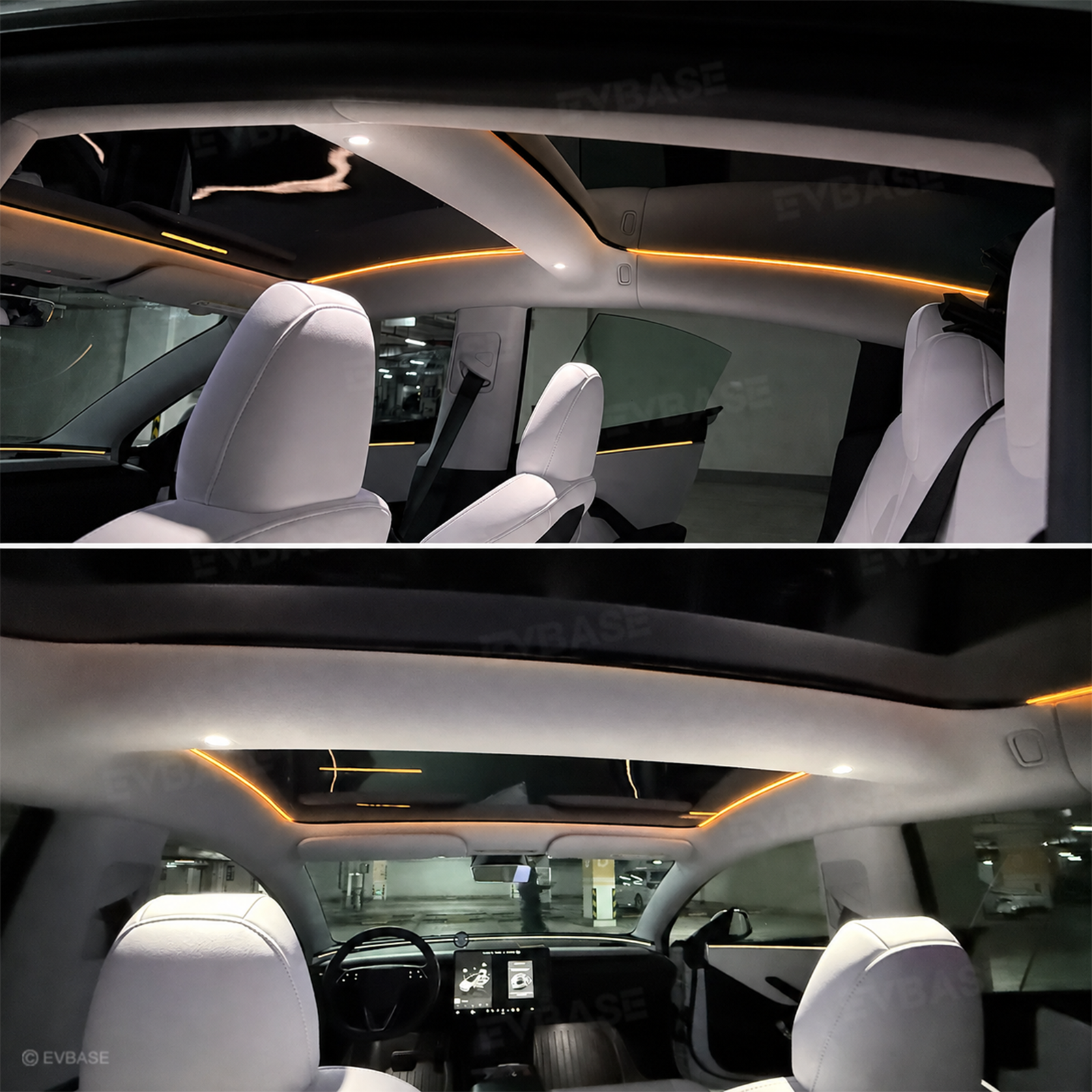Model Y Juniper/ 3 Highland Roof Ambient Lighting 2.0 Sunroof Streamer Lights with Factory Screen Control