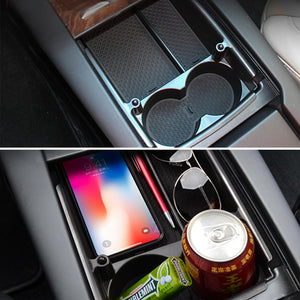 Tesla Model X S Center Console Organizer Armrest Storage Box Cup Holder