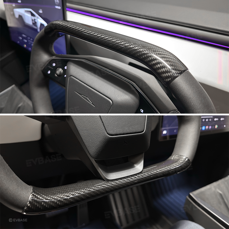 Tesla Cybertruck Steering Wheel Covers Real Carbon Fiber Upper Lower Overlays Trims