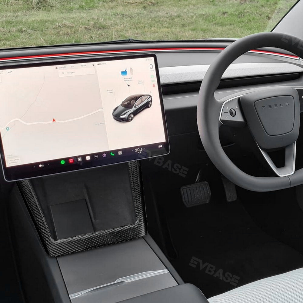 Model 3 Highland Center Console Charging Frame Cover Real Carbon Fiber Decorative Trim Charging Pad Frame Overlay for Tesla
