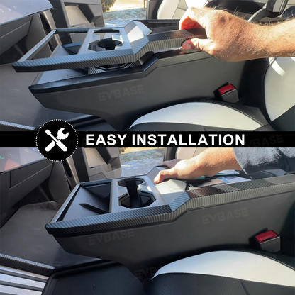 Cybertruck Center Console Cup Holder Panel Trim Cover ABS Carbon Fiber Style Protective Overlay
