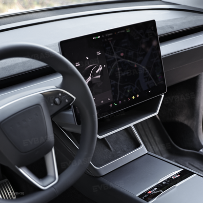 Model Y Juniper/ 3 Highland Under Screen Storage Organizer Cyberpunk Style Center Console Organizer Tray with Anti-Slip Silicone Pad