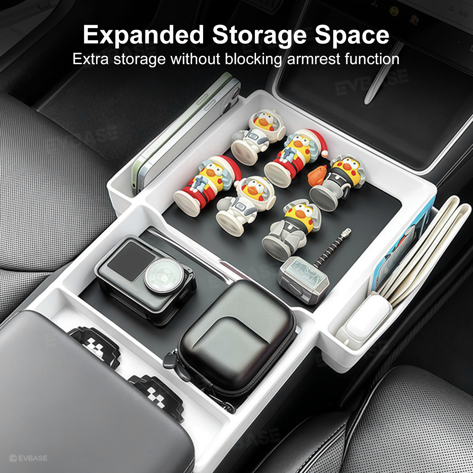 Model Y Juniper/Model Y L/ 3 Highland Center Console Tray 2.0 Silicone Organizer with Side Pockets