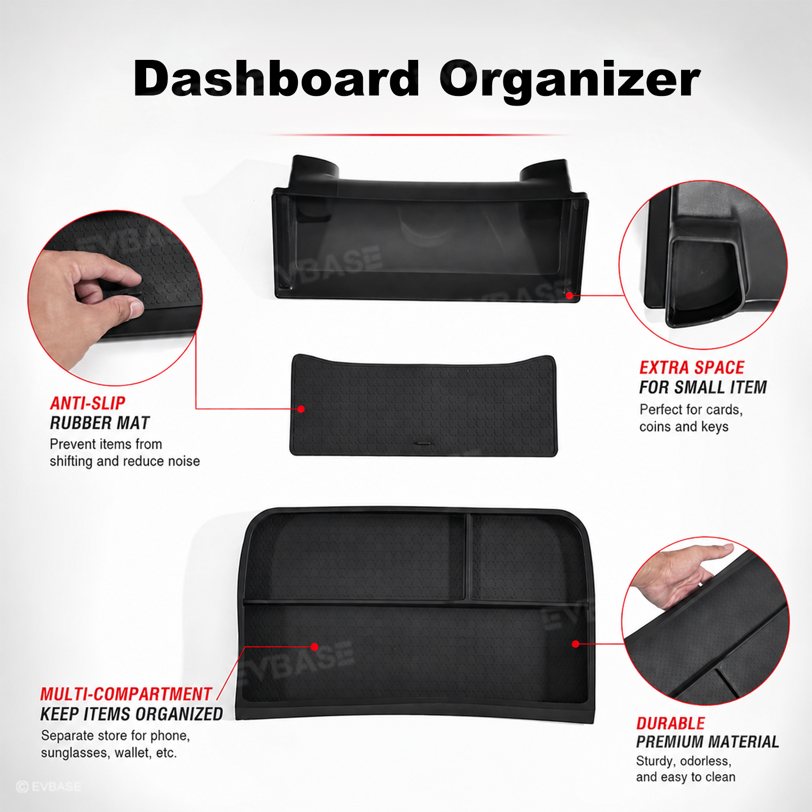 Model Y Juniper/ 3 Highland Dashboard Organizer Dual-Layer Behind-Screen Storage Tray with Non-Slip Design