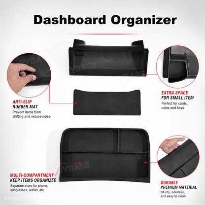 Model Y Juniper/ 3 Highland Dashboard Organizer Dual-Layer Behind-Screen Storage Tray with Non-Slip Design