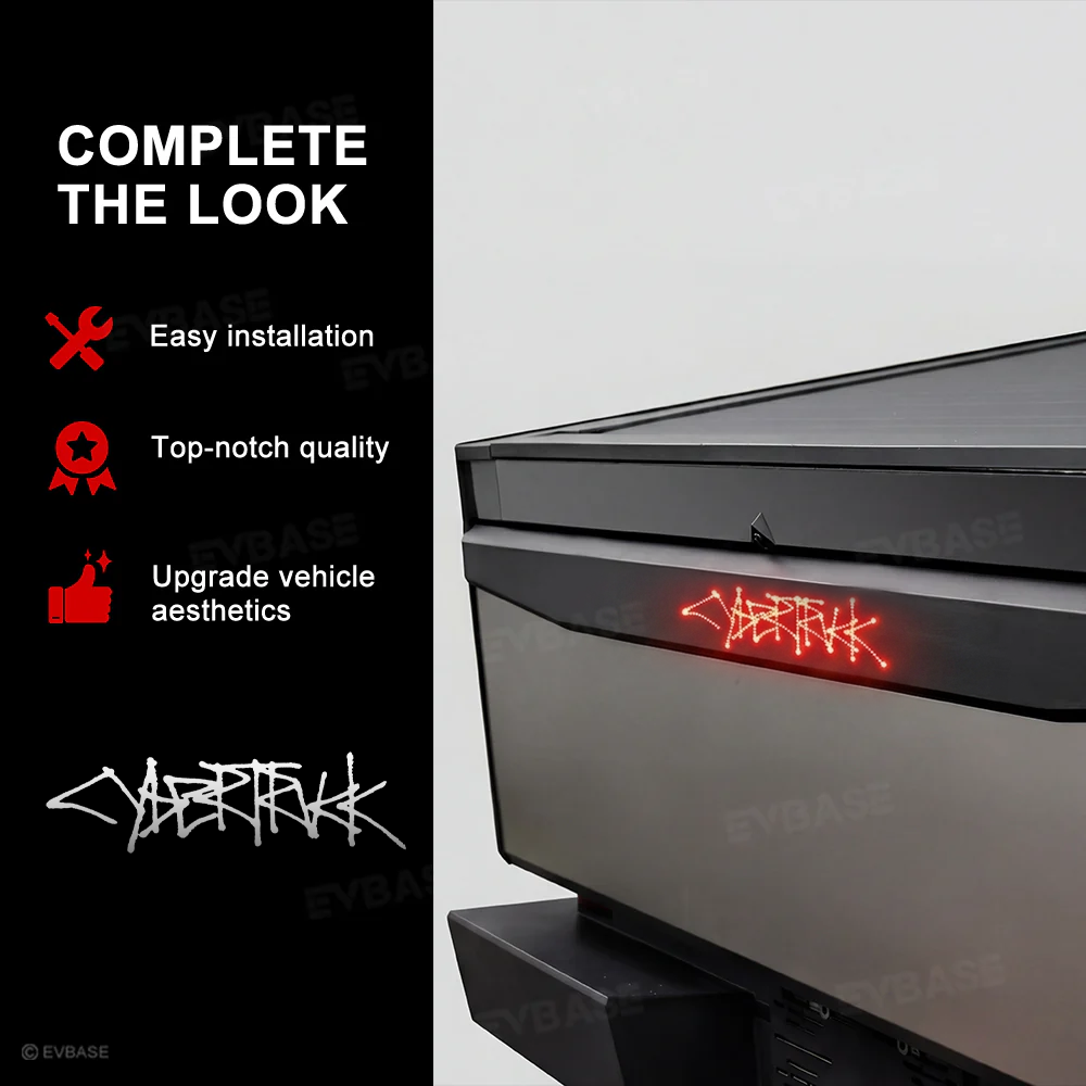 Cybertruck Tailgate Protector 2.0 OEM-Style Anti-Scratch ABS Tailgate Trim Cover with Illuminated LED Logo