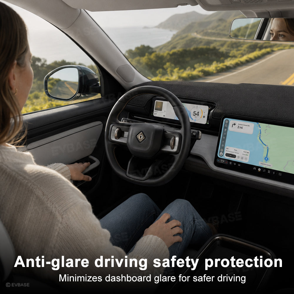 Dashboard Cover for Rivian R2 Anti-Glare Suede Dash Mat Non-Slip Sun Protection
