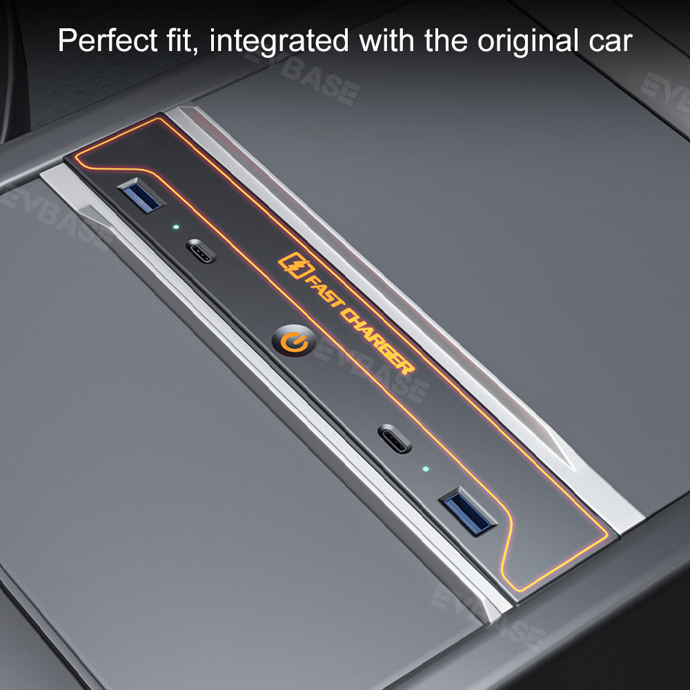 Model 3 Highland USB Hub Adapter Center Console Docking Station Fast Charger With Dynamic Ambient Light for Tesla