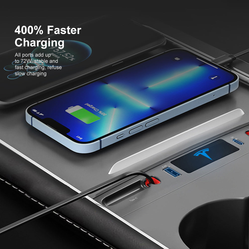 Car USB Charger Multi Ports Retractable Cable Fast Charging High
