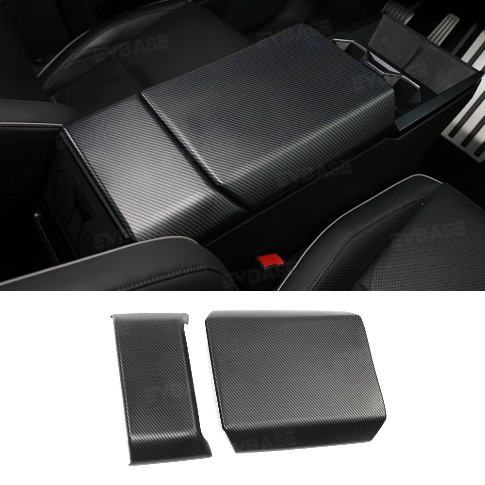 Cybertruck Armrest Cover Rear Screen Frame Cover ABS Carbon Fiber Style Center Console Protective Trim Overlay