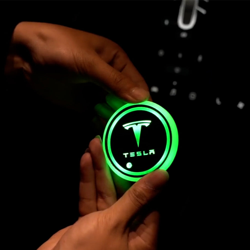 Tesla Cup Holder Lights Mats for Model 3 Y LED 7 Colors Luminous Cup Mats